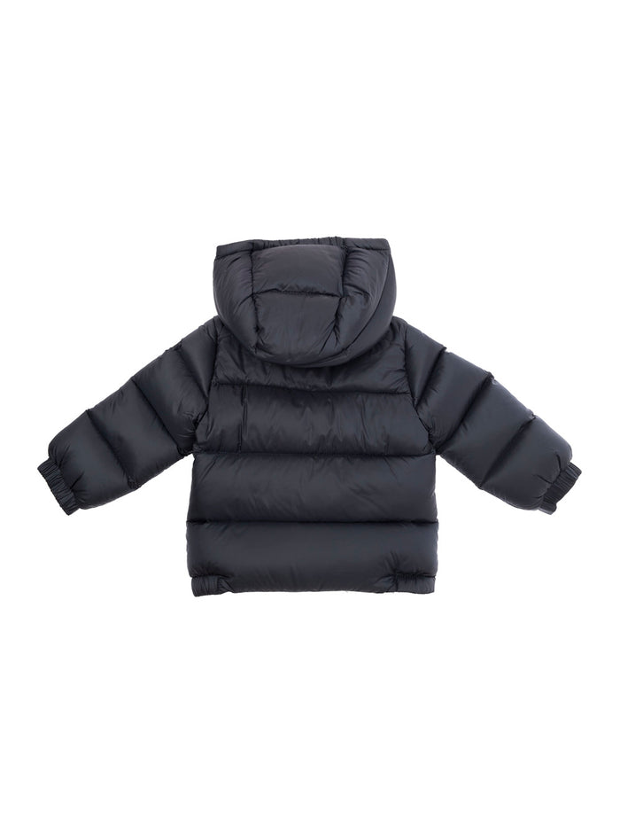 New Macaire Blue Down Jacket With Logo Patch Tech Fabric Baby Blu Polyamid
