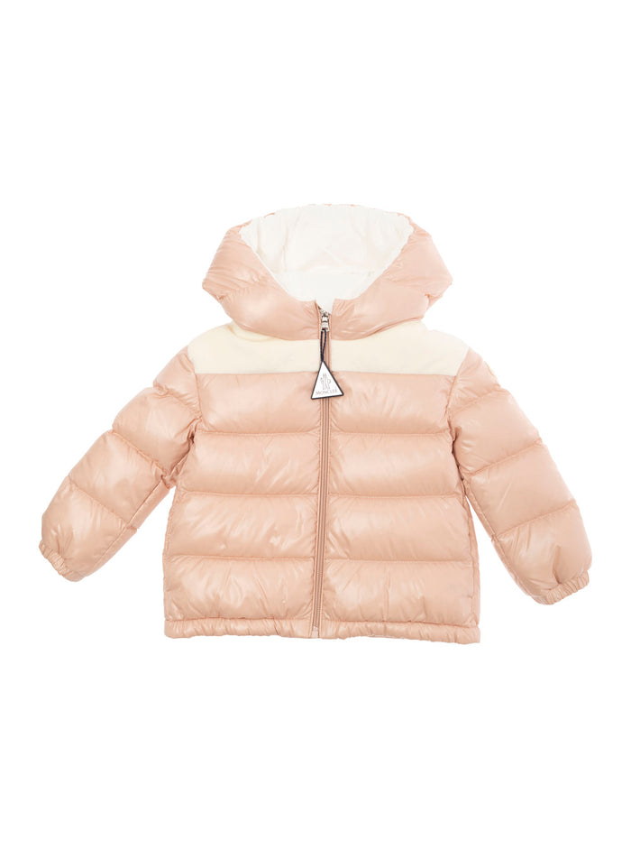 Lakisha Pink Down Jacket With Logo Patch Tech Fabric Baby Polyamide/nylon