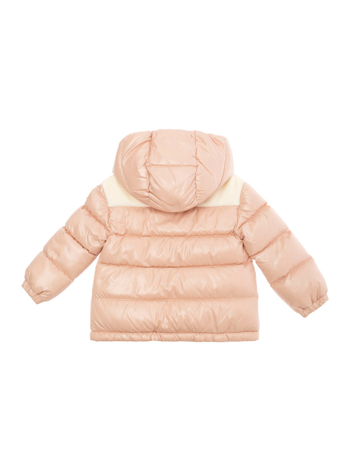 Lakisha Pink Down Jacket With Logo Patch Tech Fabric Baby Polyamide/nylon