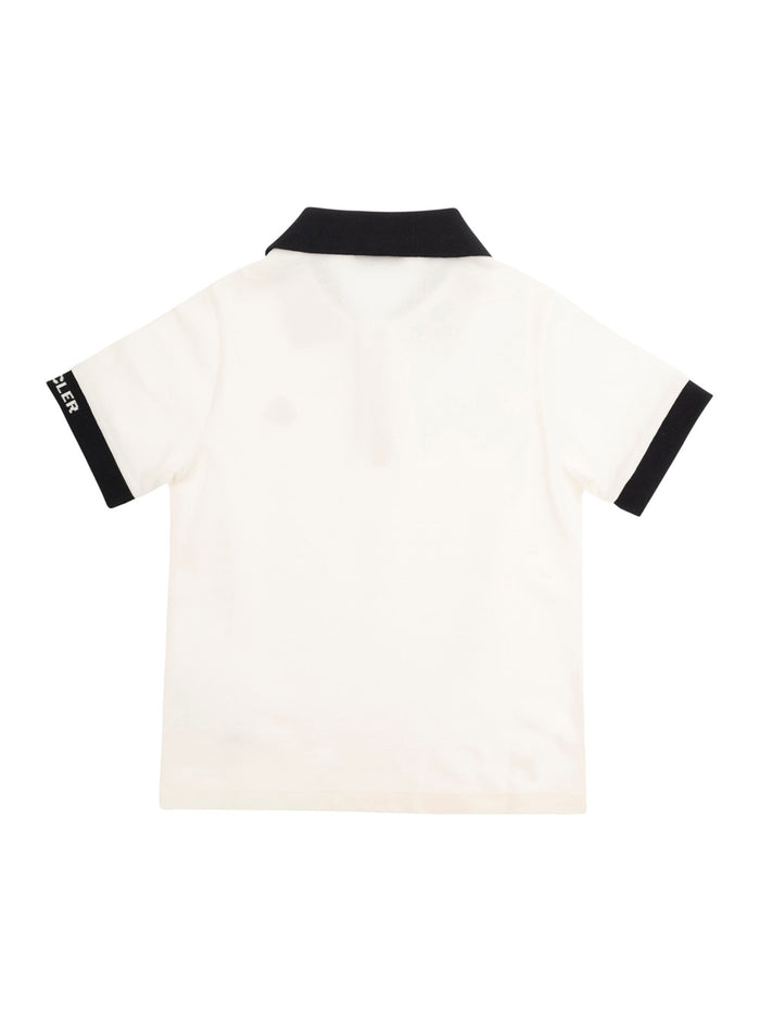 White Polo Shirt With Logo Patch Cotton Boy Tshirts And