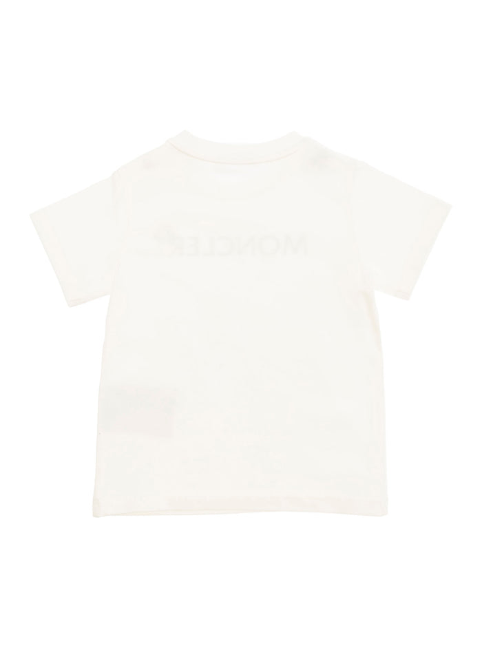 White T-Shirt With Logo Print And Snap Buttons Stretch Cotton Baby Elastane Tshirts Polo Shirts