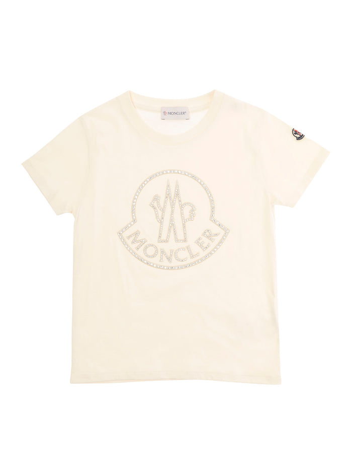 White T-Shirt With Rhinestone Logo Print Cotton Boy Tshirts And Polo Shirts