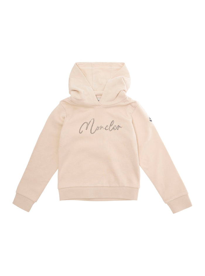 Beige Hoodie With Logo Detail Cotton Boy Sweatshirts