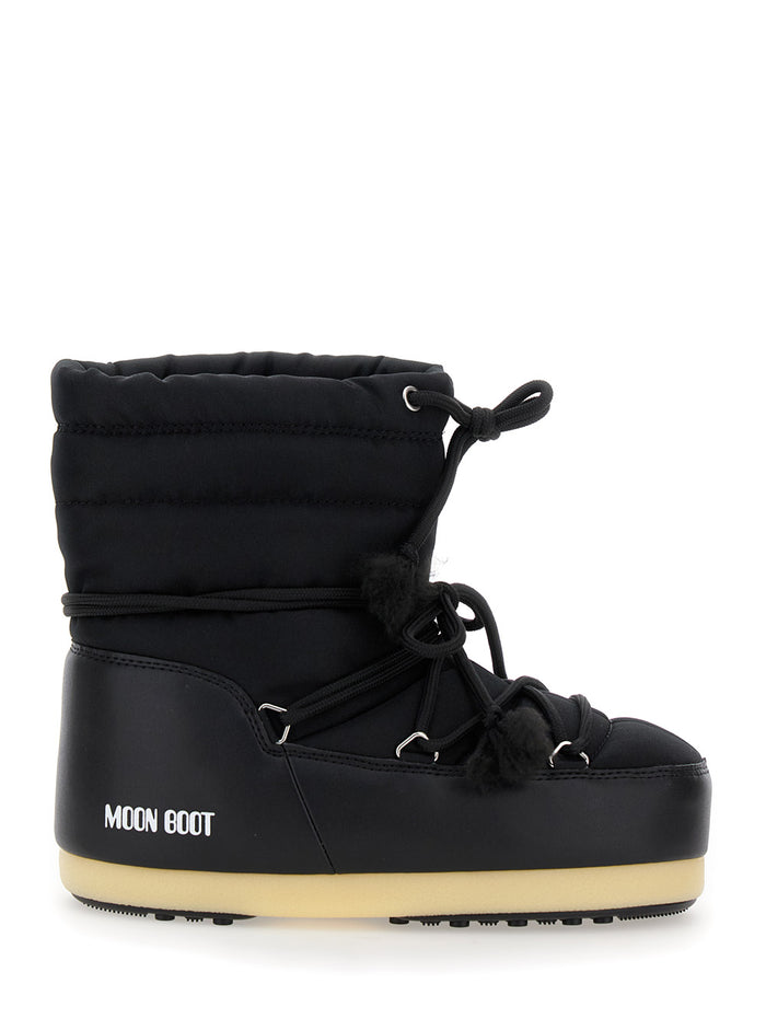 Icon Black Snow Boots With Logo Lettering Tech Fabric Boy Polyester Nylon