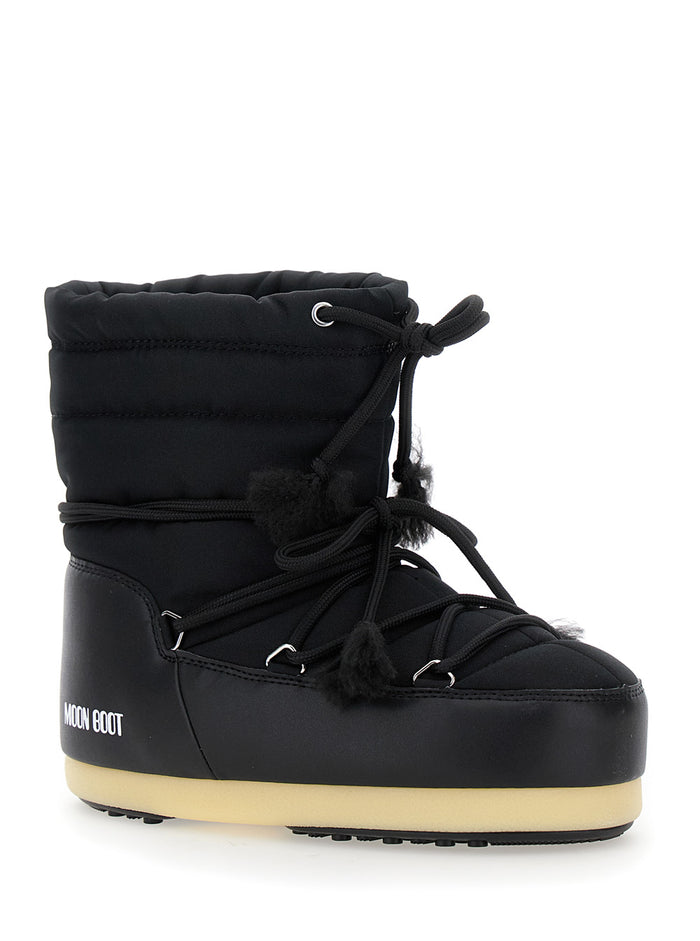 Icon Black Snow Boots With Logo Lettering Tech Fabric Boy Polyester Nylon