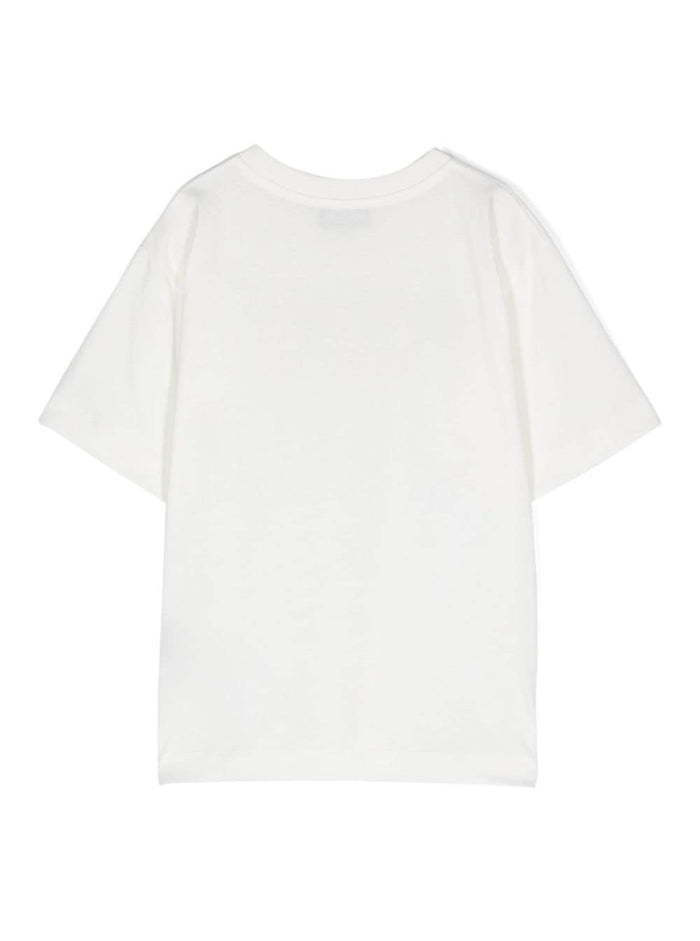 White Crewneck T-Shirt With Maxi Logo Cotton Girl Tshirts And Polo Shirts