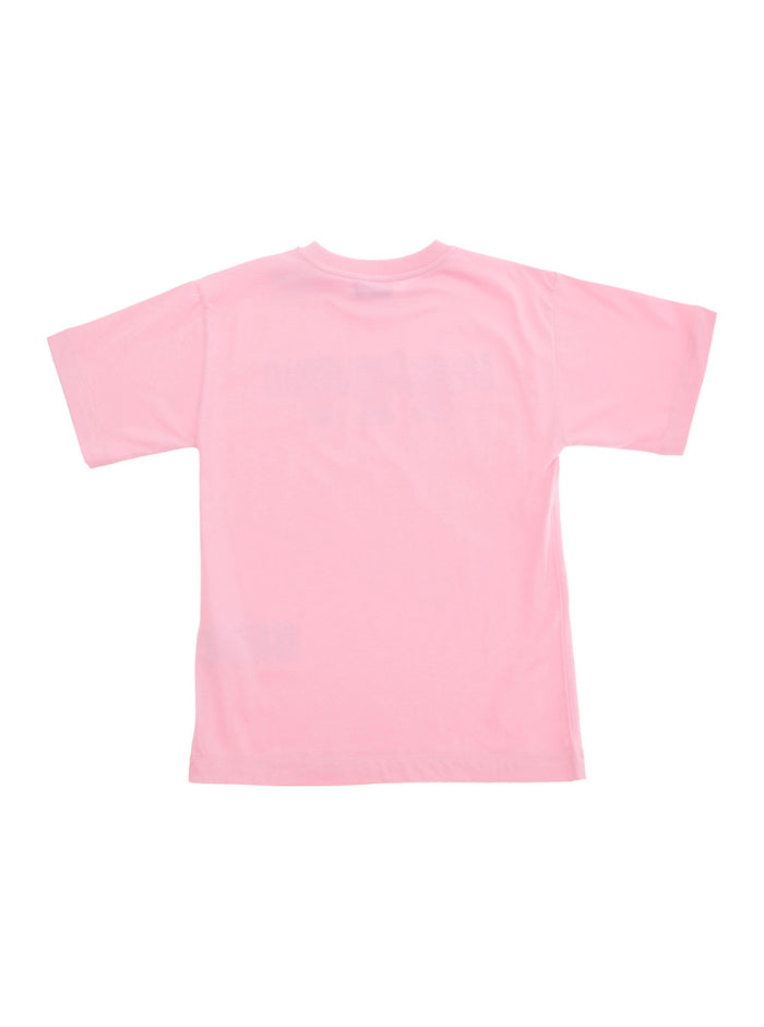 Pink T-Shirt With Logo Lettering Print Cotton Girl Tshirts And Polo Shirts