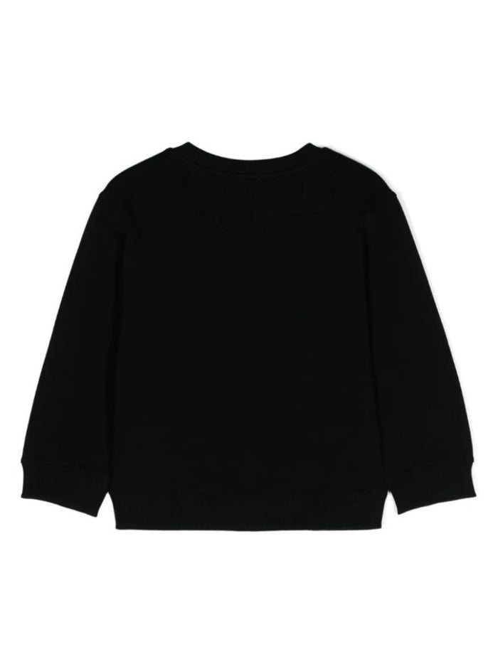 Black Crewneck Sweatshirt With Contrasting Logo Print Cotton Boy Sweatshirts