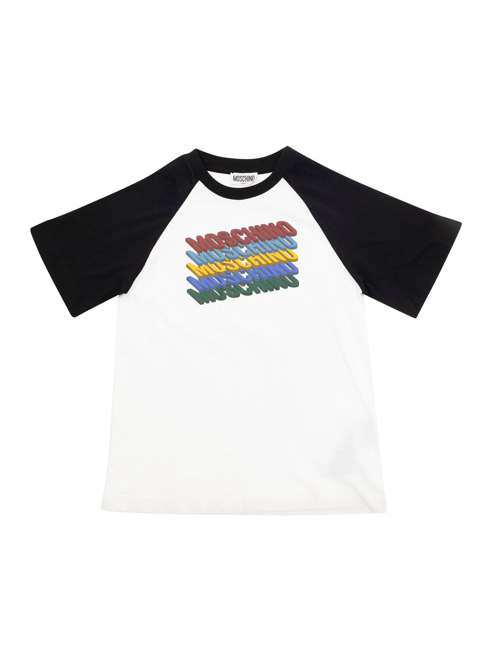 White And Black T-Shirt With Contrasting Sleeves Logo Print Cotton Boy Tshirts Polo Shirts
