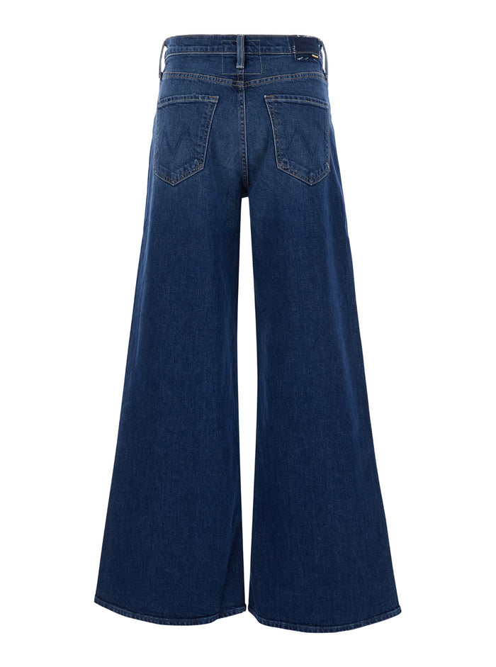Blue Five-Pocket Wide Jeans Denim Woman Blu Cotton Elastane