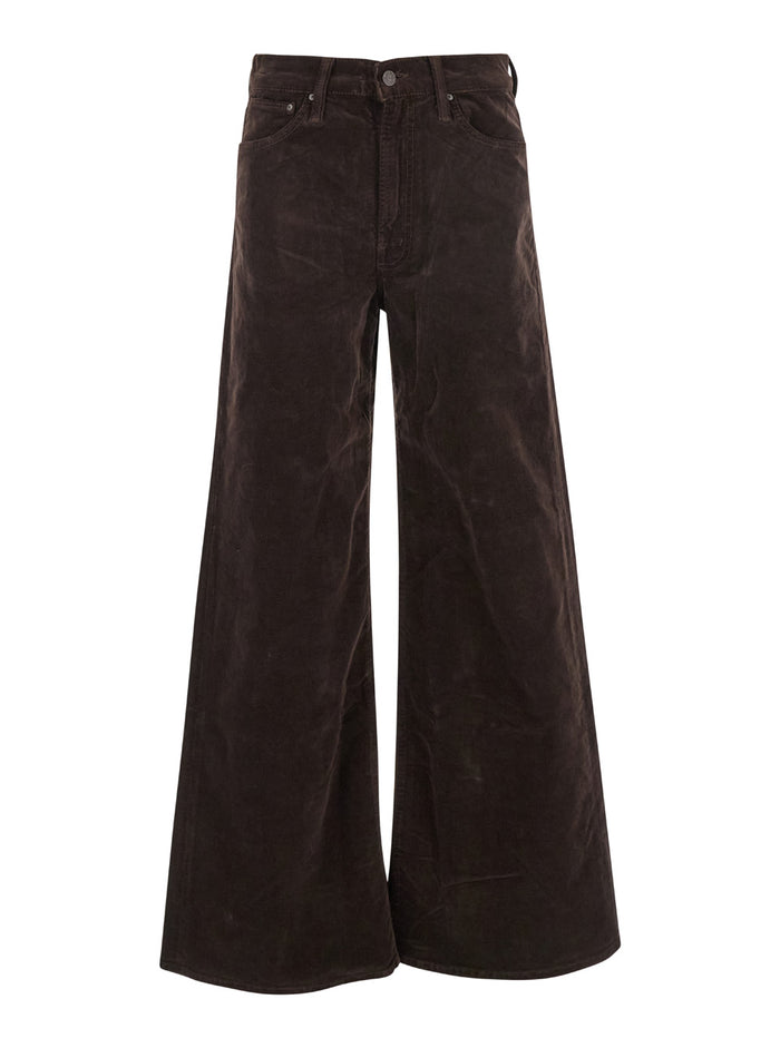 Ditcher Brown Five Pockets Jeans With Wide Leg Corduroy Woman Cotton