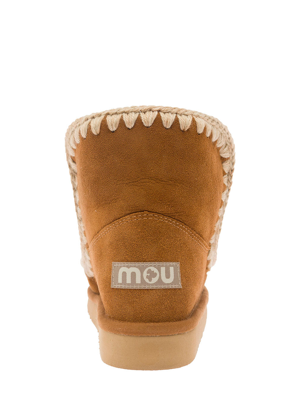 Erkimo Brown Boots With Rear Logo Application Suede Woman Double Face Sheep Skin Ankle