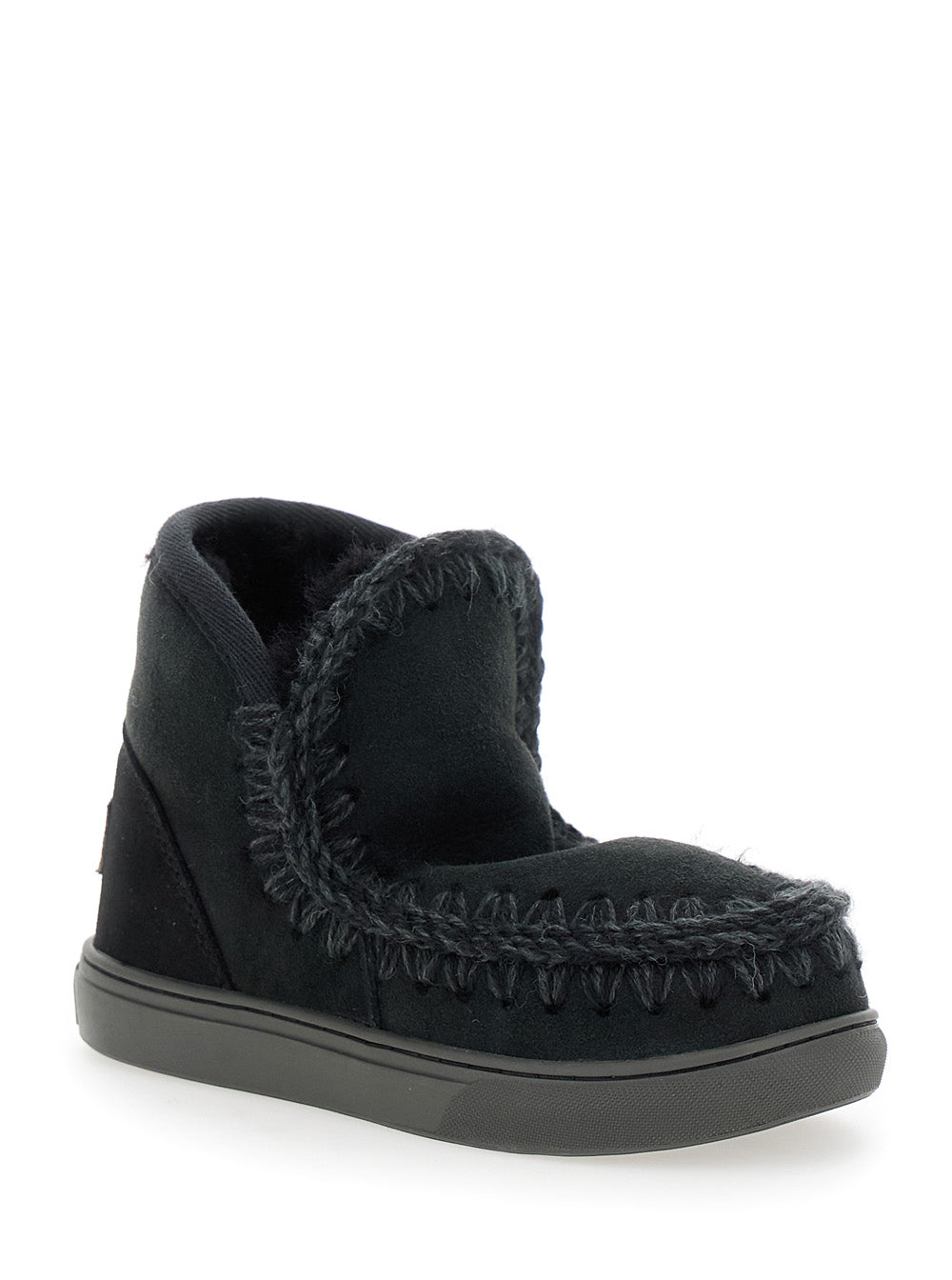 Black Eskimo Ankle Boots Leather Girl Double Face Sheep Skin