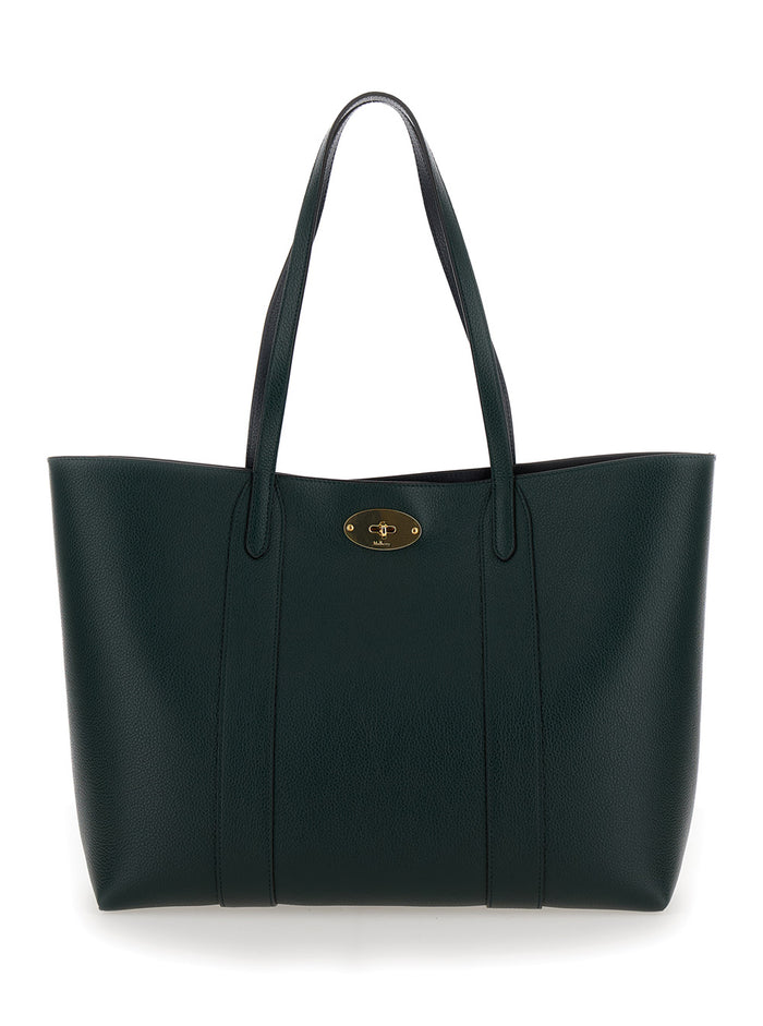 Bayswater Small Green Tote Bag With Postmans Lock Closure Leather Woman Bovine