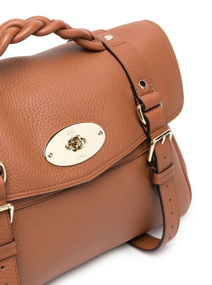 Alexa Heavy Brown Leather Crossbody Bag Mulberry Woman Beige Bovine Hand