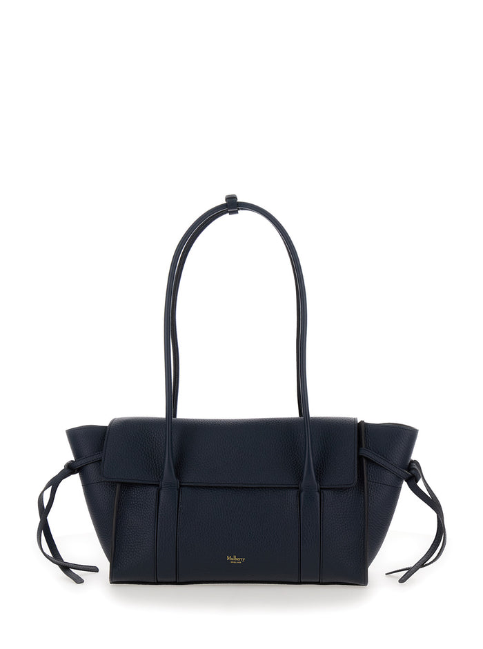 Small Bayswater Blue Shoulder Bag With Laminated Logo Leather Woman Blu Bovine