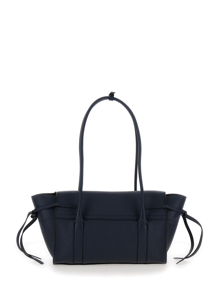 Small Bayswater Blue Shoulder Bag With Laminated Logo Leather Woman Blu Bovine