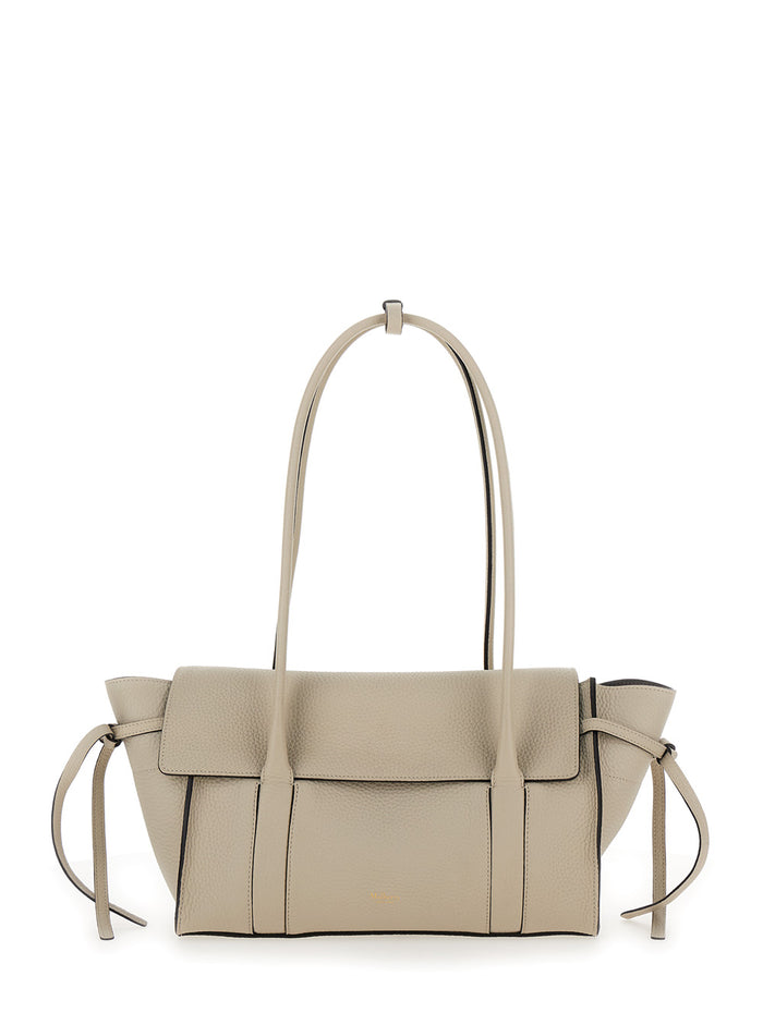 Small Bayswater White Shoulder Bag With Laminated Logo Leather Woman Bovine