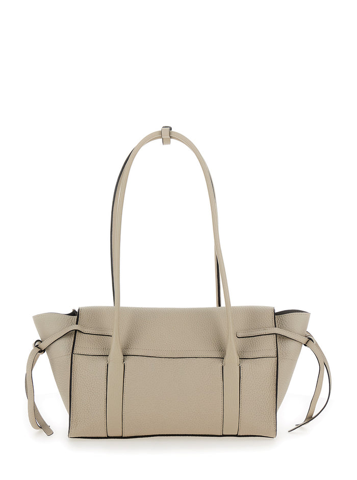 Small Bayswater White Shoulder Bag With Laminated Logo Leather Woman Bovine