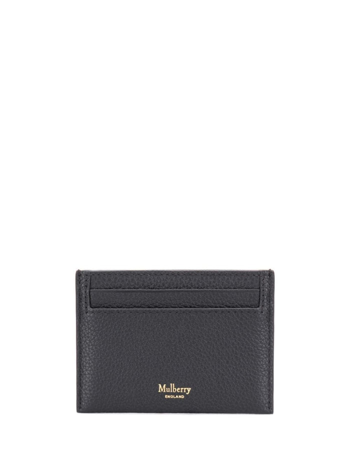 Continental Grey Leather Card Holder With Logo Black Bovine Products
