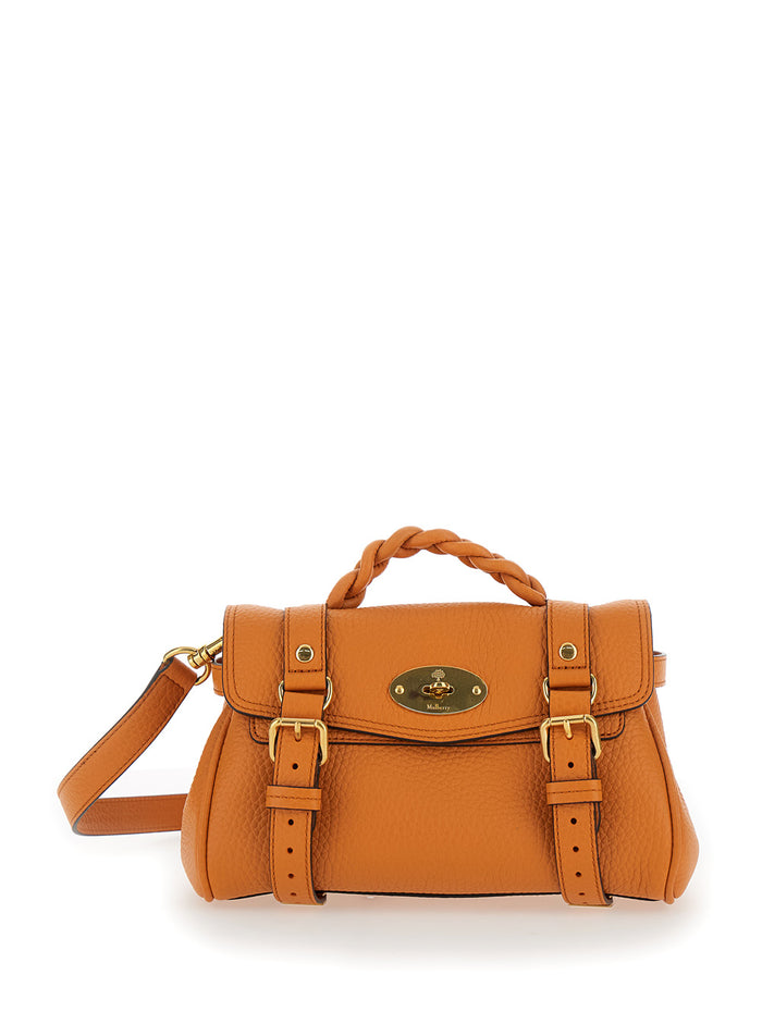 Mini Alexa Heavy Orange Crossbody Bag Leather Woman Bovine Hand