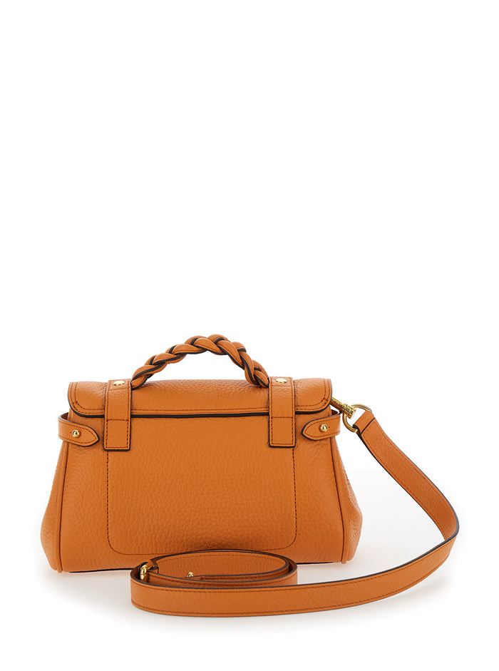 Mini Alexa Heavy Orange Crossbody Bag Leather Woman Bovine Hand