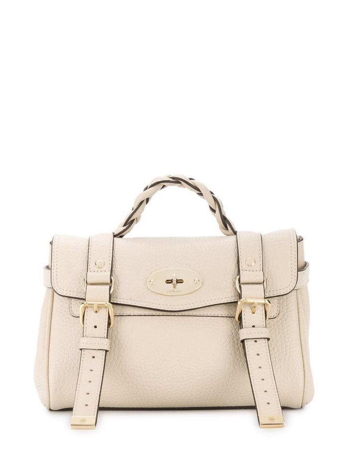 Mini Alexa White Handbag Grainy Leather Woman Mulberry Bovine Hand Bags