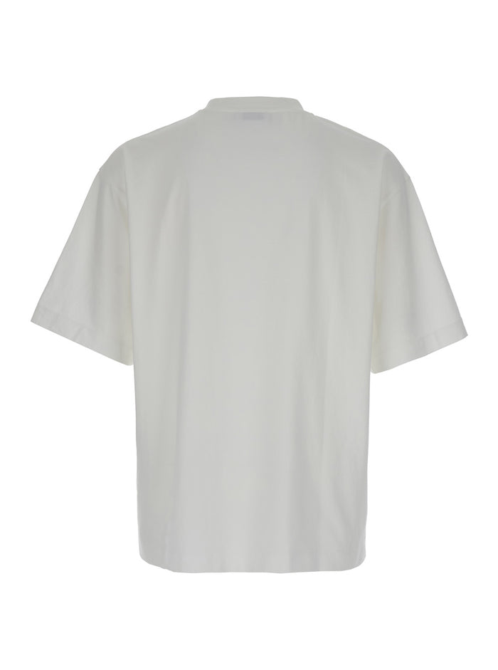 Oversized White T-Shirt With Contrasting Logo Print Cotton Man Tshirts And Polo Shirts