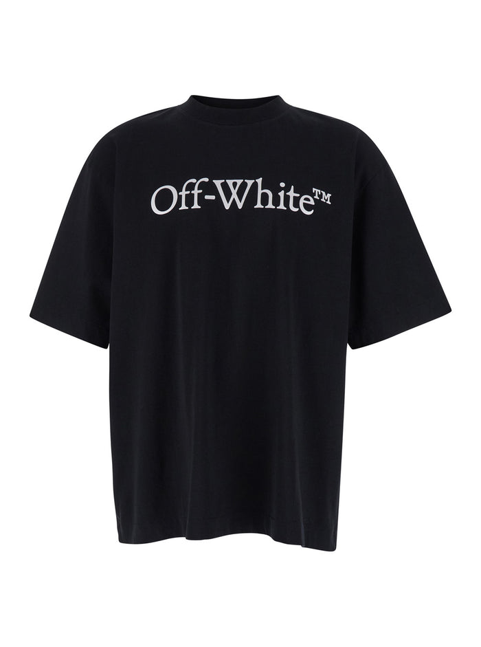 Oversized Black T-Shirt With Contrasting Logo Print Cotton Man Tshirts And Polo Shirts