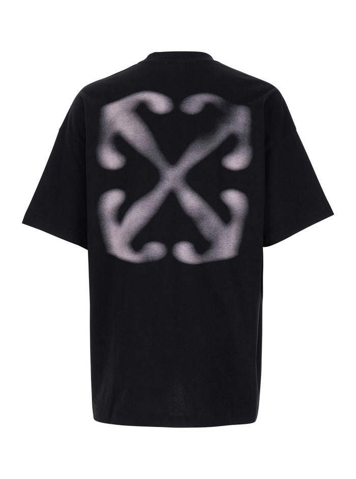 Black T-Shirt With Vanish Arrow Motif And Logo Print Cotton Man Tshirts Polo Shirts