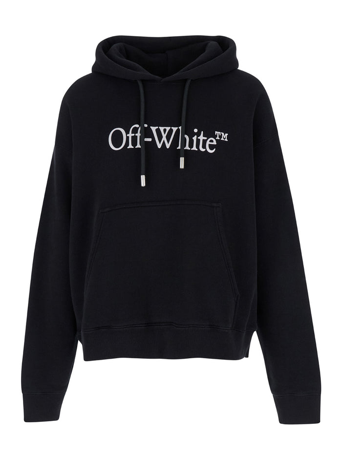 Black Hoodiw With Logo Lettering Print Jersey Man Sweatshirts