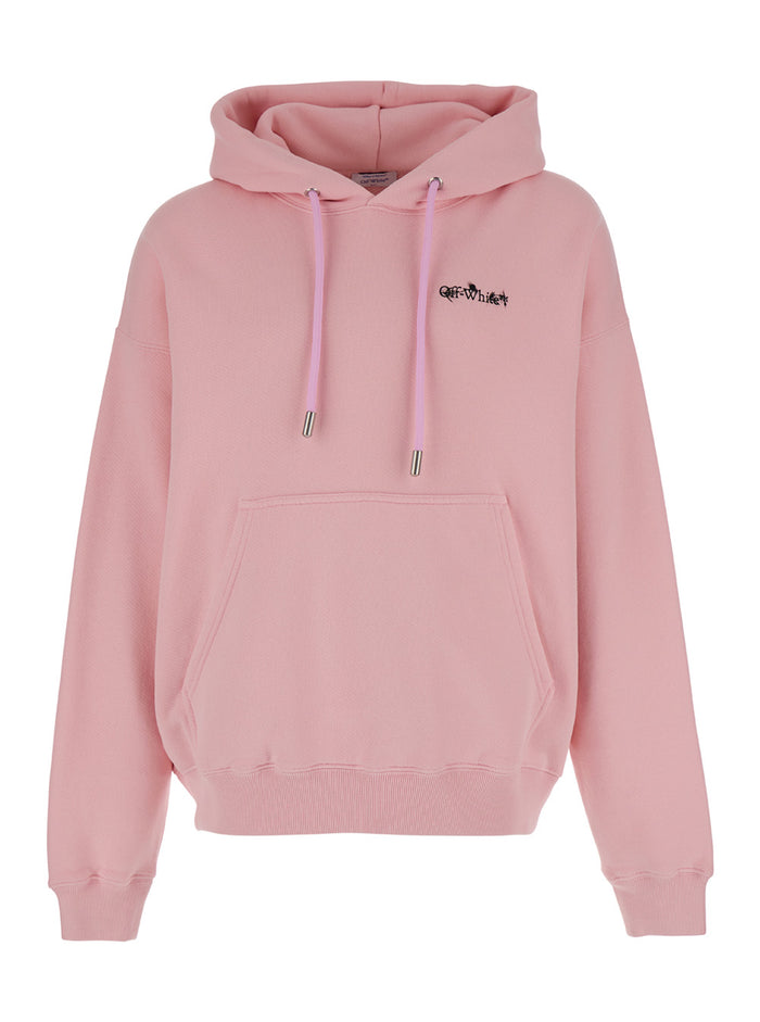 Pink Hoodie With Flower Arrow Print Jersey Man Sweatshirts