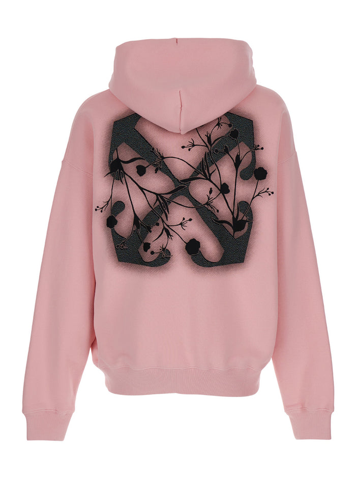 Pink Hoodie With Flower Arrow Print Jersey Man Sweatshirts