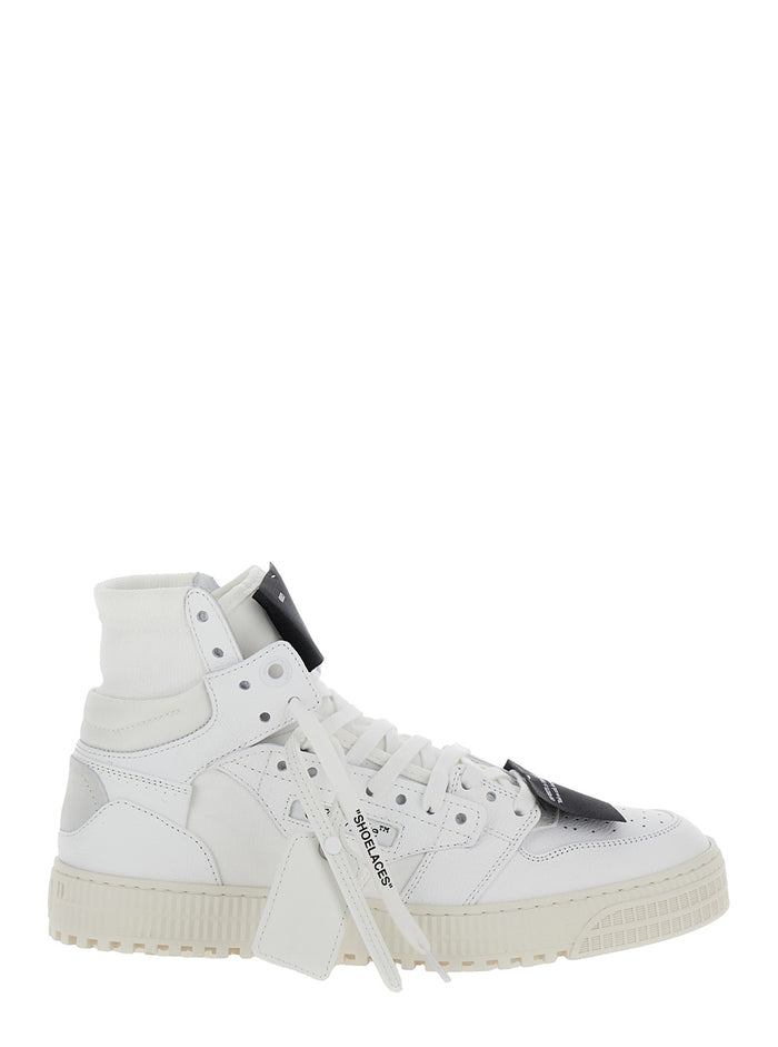 3.0 Off Court White High Top Sneakers With Iconic Zip Tie Leather And Canvas Man