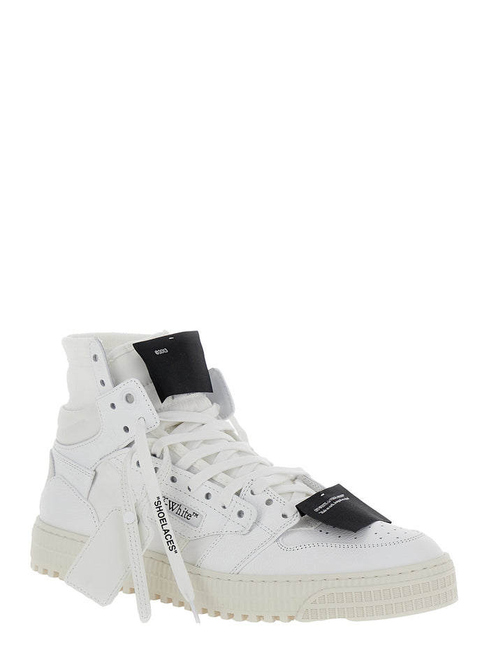 3.0 Off Court White High Top Sneakers With Iconic Zip Tie Leather And Canvas Man