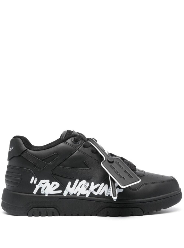 Out Of Office White Low Top Sneakers With Arrow Patch Leather Man Black