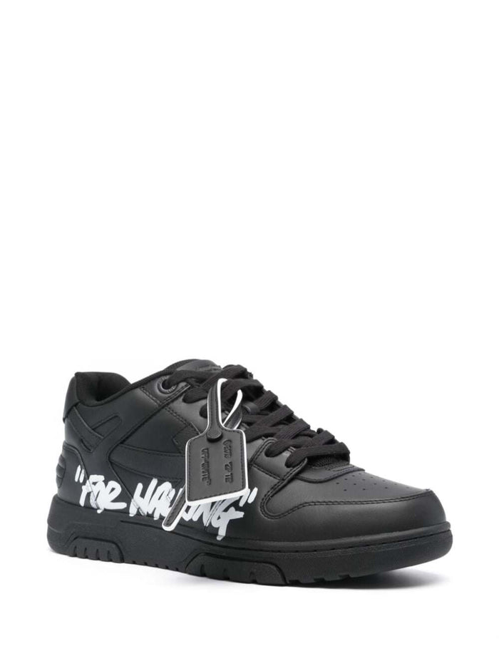 Out Of Office White Low Top Sneakers With Arrow Patch Leather Man Black