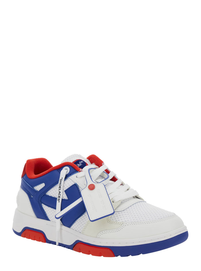 Slim Out Of Office Multicolor Low Top Sneakers With Arrow Motif And Zip-Tie Tag Mesh Inserts Leather Man