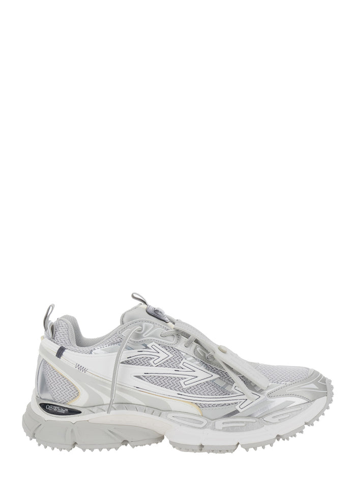 Ow Be Right Grey Low Top Sneakers With Zip-Tie Detail Mesh And Leather Man