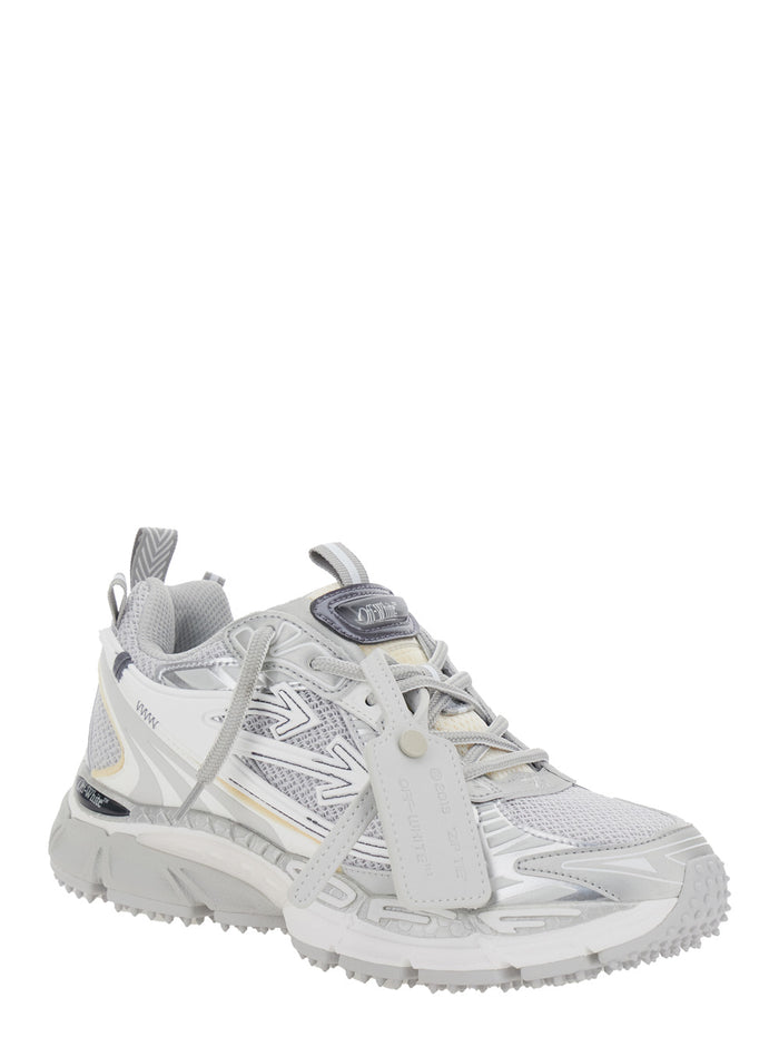 Be Right Back Grey Sneakers With Arrow Motif And Zip-Tie Tag Mesh Inserts Tech Fabric Woman