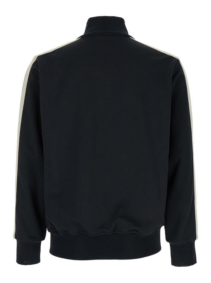 Black High Neck Sweatshirt With Logo Lettering On The Front Tech Fabric Man Polyester Sweatshirts