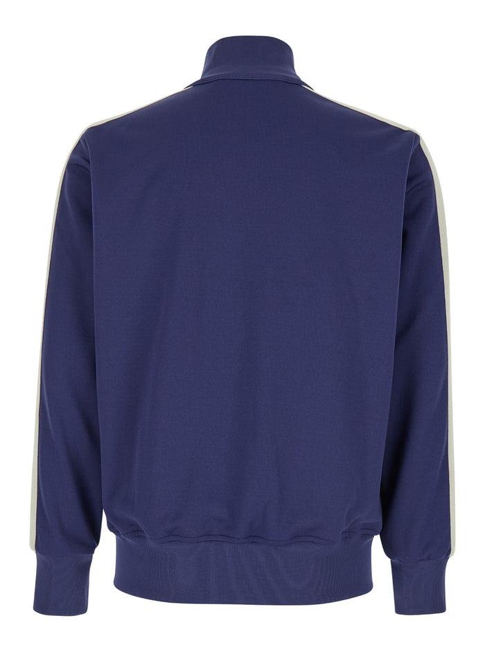 Blue High Neck Sweatshirt With Logo Lettering On The Front Tech Fabric Man Blu Polyester Sweatshirts