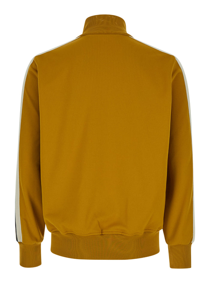 Orange High Neck Sweatshirt With Logo Lettering On The Front Tech Fabric Man Polyester Sweatshirts