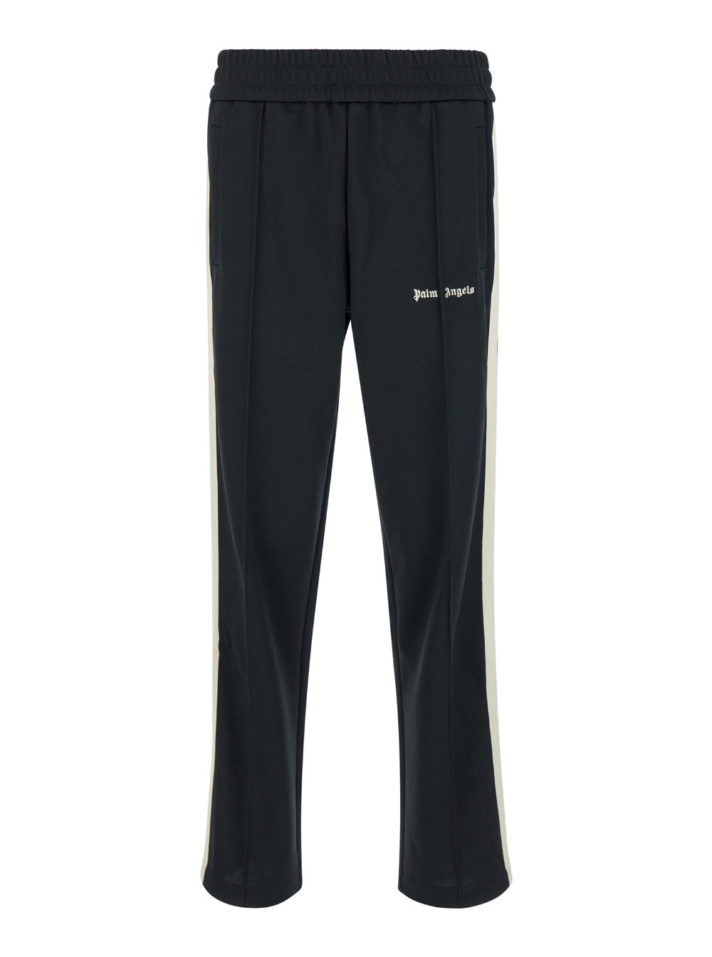 Black High Waist Pants With Logo Lettering On The Front Tech Fabric Man Polyester Trousers