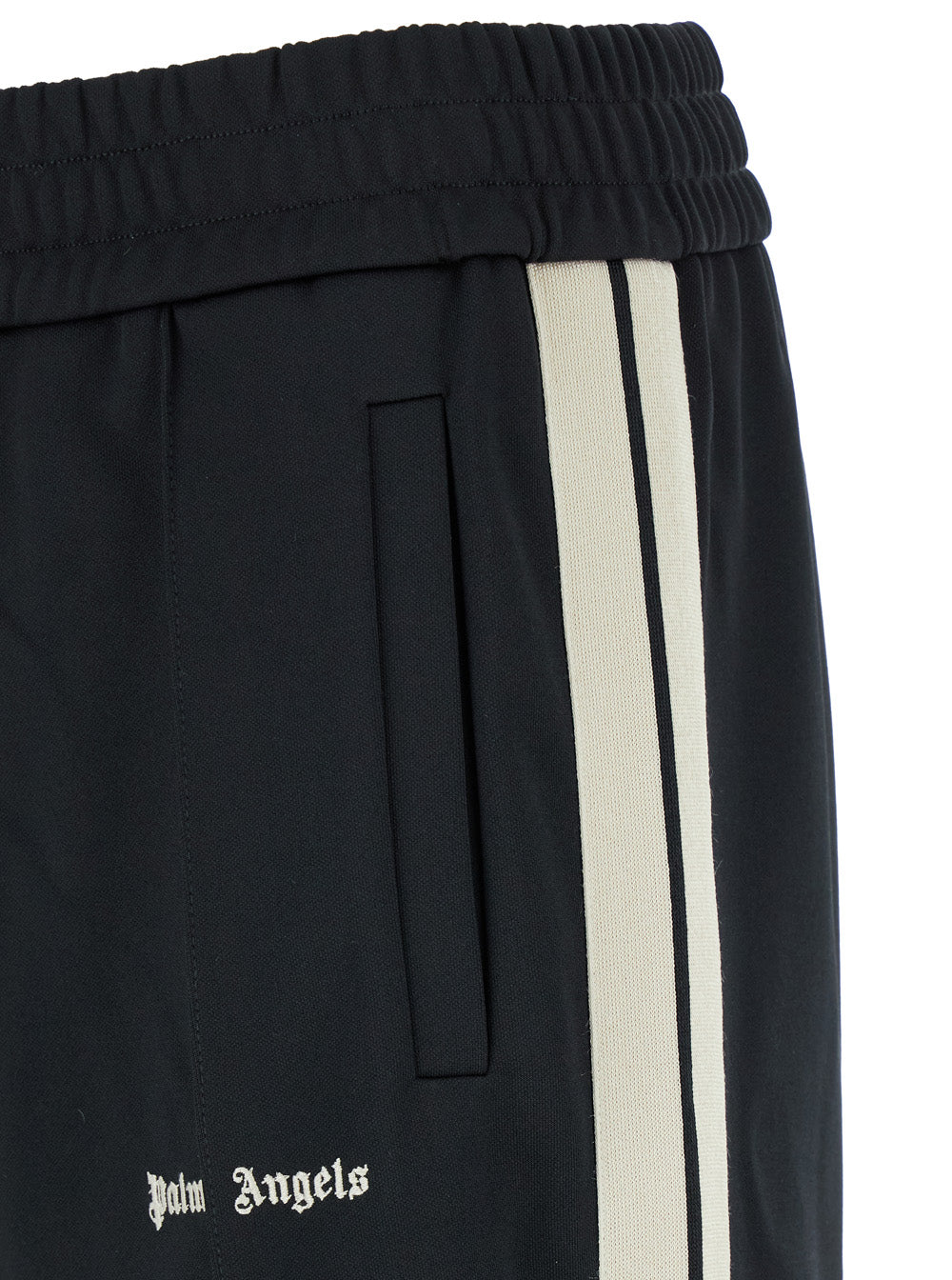 Black High Waist Pants With Logo Lettering On The Front Tech Fabric Man Polyester Trousers