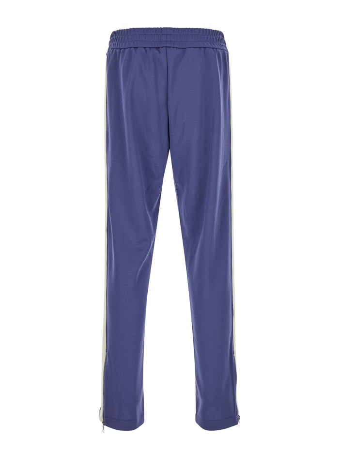Blue High Waist Pants With Logo Lettering On The Front Tech Fabric Man Blu Polyester Trousers