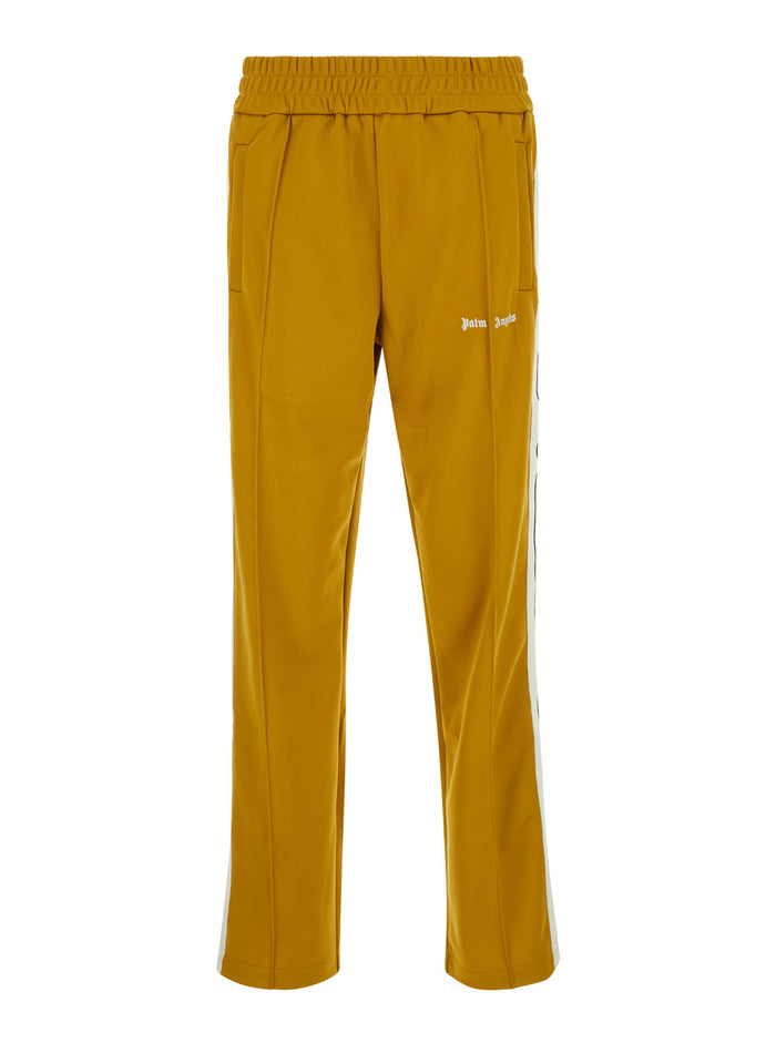 Orange High Waist Pants With Logo Lettering On The Front Tech Fabric Man Polyester Trousers
