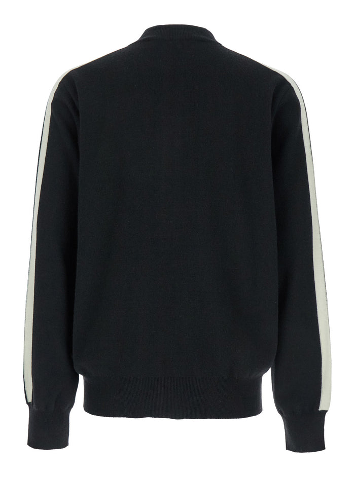 Black High Neck Sweatshirt With Logo Lettering On The Front Wool Blend Man Sweatshirts