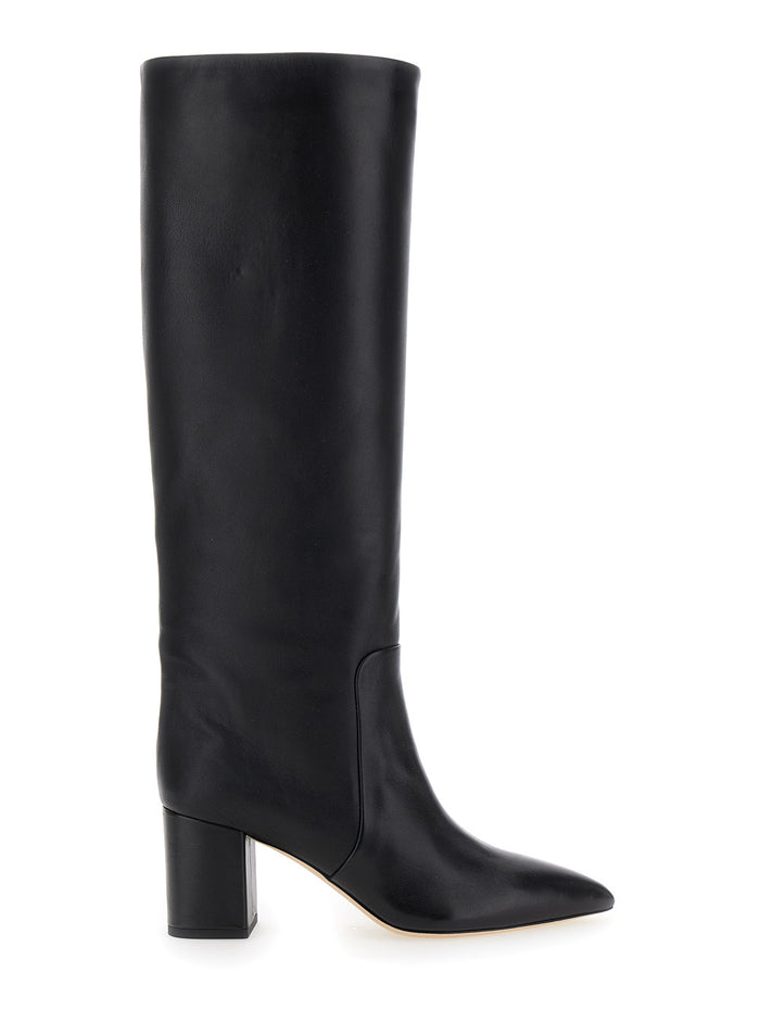Anja Black High Boots With Block Heel Leather Woman Calf