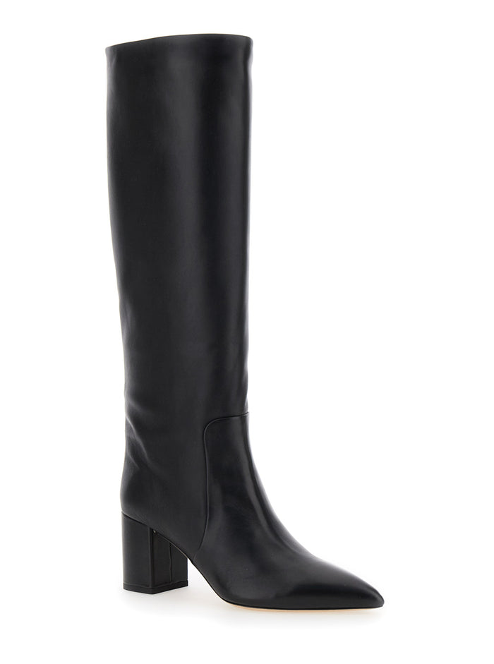 Anja Black High Boots With Block Heel Leather Woman Calf